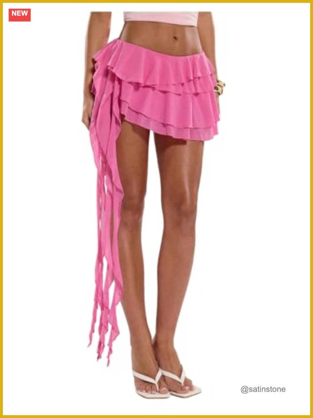 Y2K Ruffle Mini Skirt Layered Asymmetrical Tassel Skirt